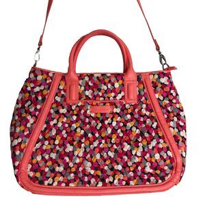Vera Bradley Womens Large Duffel Purse Bag Trapeze Tote Pink Pixie Confetti EUC